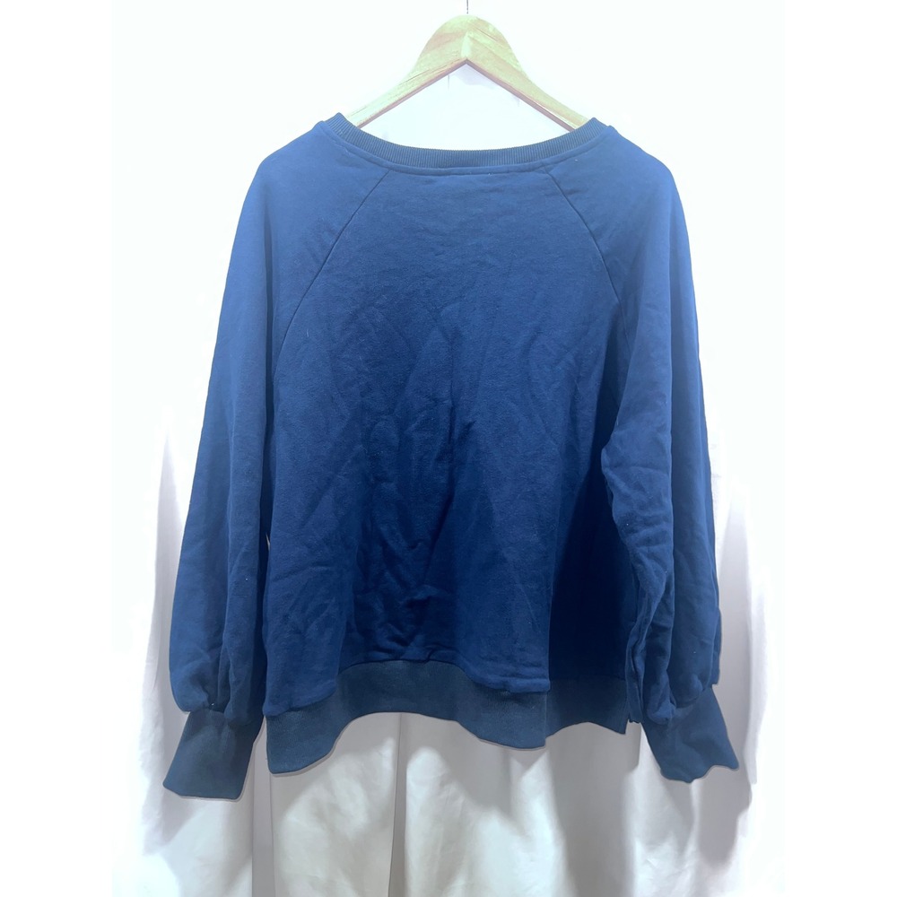 Fantastic Fawn Let It Snow Sequin Pearl Navy Blue Holiday Sweatshirt S Grandma - Picture 2 of 6